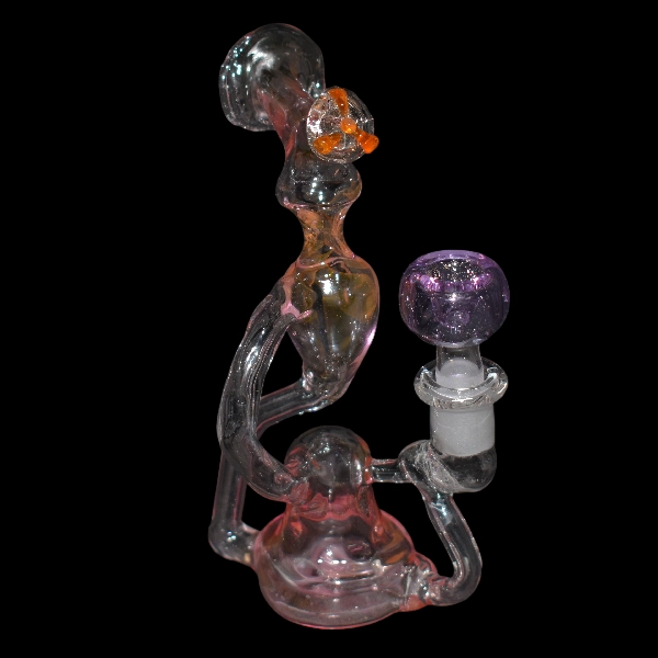 Bang en verre soufflé - modèle biohazard rose - Type recycler