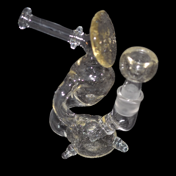Bang en verre soufflé - modèle uv réactif rose biohazard - Type recycler