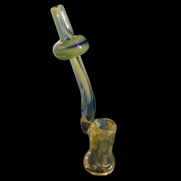 Bang en verre soufflé - modèle vert d'argent - Type bubbler