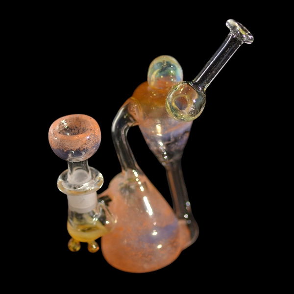 Bang en verre soufflé - modèle pink ufo - Type recycler