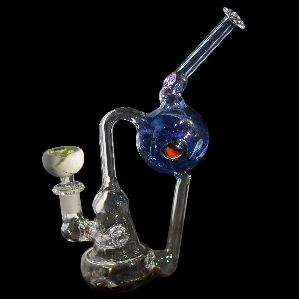 Bang en verre soufflé - modèle jnoun bleu  - Type recycler